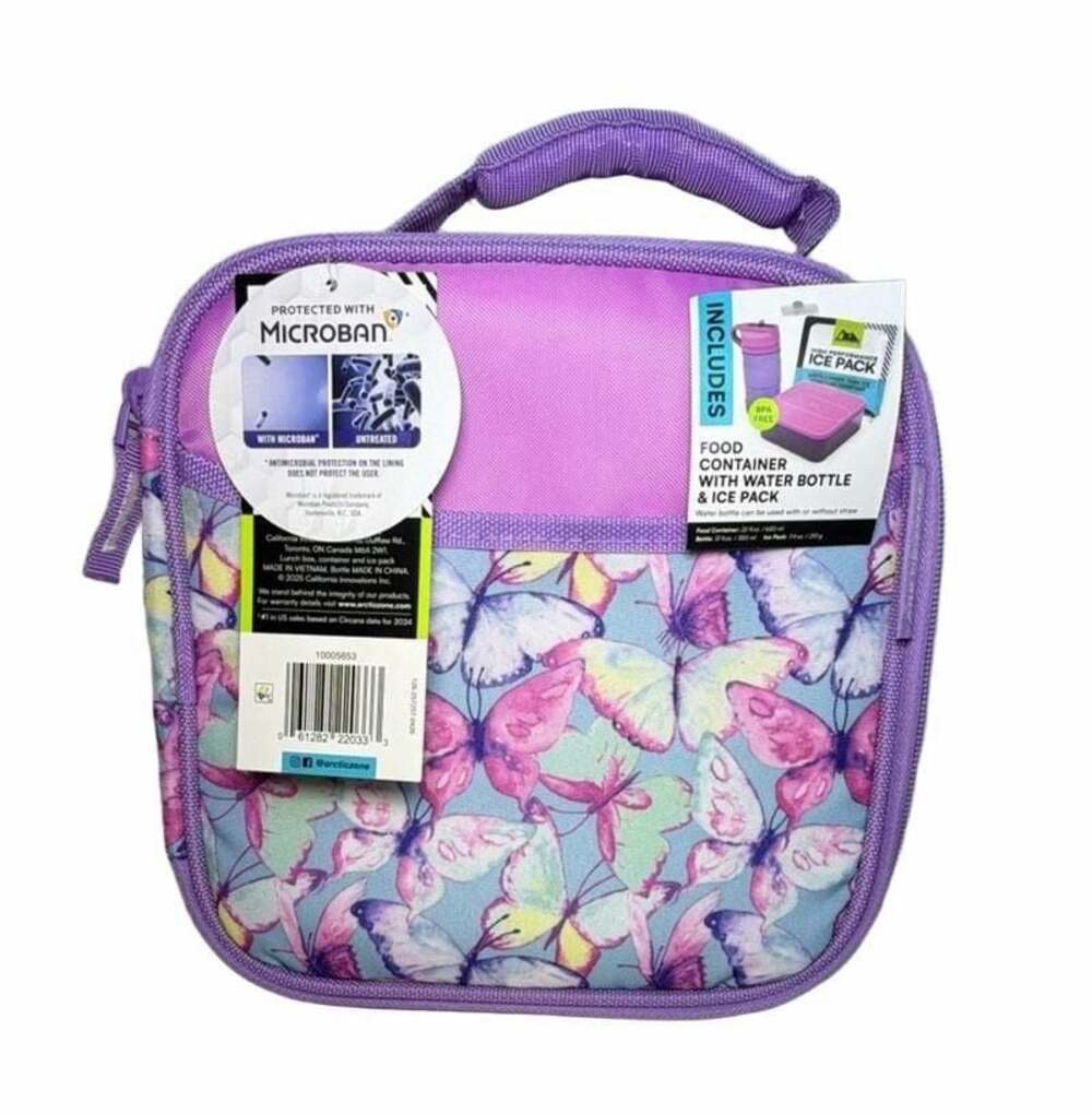 Arctic Zone Lunch Box Combo with Thermal Insulation Watercolor Butterflies